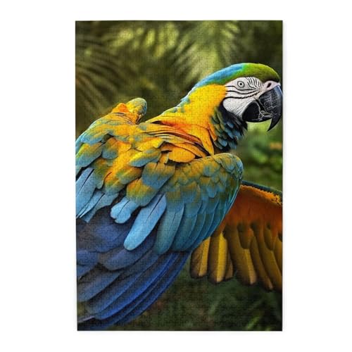 1000-teiliges Puzzle für Erwachsene, herausfordernde Puzzles für Spielabende, gelbe Flügel, blauer Papagei, Holzpuzzle, personalisierbar, Holzbild, Puzzle für Familie, fertige Größe 50 x 74,9 cm 1000-teiliges Puzzle für Erwachsene, herausfordernde Puzzles für Spielabende, gelbe Flügel, blauer Papagei, Holzpuzzle, personalisierbar, Holzbild, Puzzle für Familie, fertige Größe 50 x 74,9 cm von NBCCDVSH