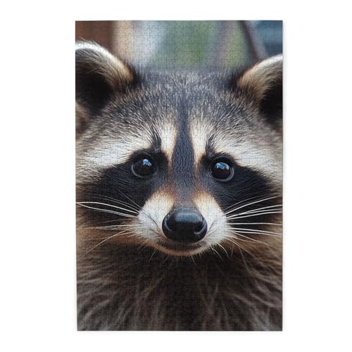 1000-teiliges Puzzle für Erwachsene, herausfordernde Puzzles für Spielabende, kleiner Waschbärgesicht, Holzpuzzle, personalisierbar, Holzbild, Puzzle für Familie, fertige Größe 50 x 74,9 cm 1000-teiliges Puzzle für Erwachsene, herausfordernde Puzzles für Spielabende, kleiner Waschbärgesicht, Holzpuzzle, personalisierbar, Holzbild, Puzzle für Familie, fertige Größe 50 x 74,9 cm von NBCCDVSH