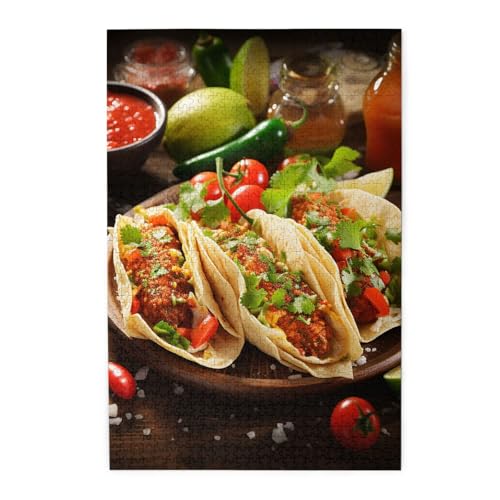 1000-teiliges Puzzle für Erwachsene, herausfordernde Puzzles für Spielabende, mexikanisches Essen, Holzpuzzle, personalisierbar, Holzbild, Puzzle für Familie, fertige Größe 50 x 74,9 cm 1000-teiliges Puzzle für Erwachsene, herausfordernde Puzzles für Spielabende, mexikanisches Essen, Holzpuzzle, personalisierbar, Holzbild, Puzzle für Familie, fertige Größe 50 x 74,9 cm von NBCCDVSH