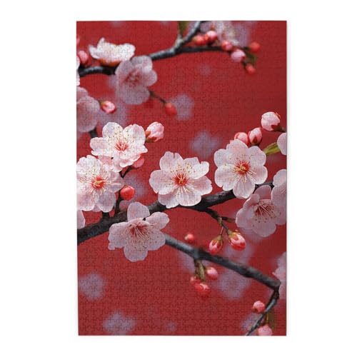 1000-teiliges Puzzle für Erwachsene, herausfordernde Puzzles für Spielabende, rosa Pflaumenblüten, Holzpuzzle, personalisierbar, Holzbild, Puzzle für Familie, fertige Größe 50 x 74,9 cm 1000-teiliges Puzzle für Erwachsene, herausfordernde Puzzles für Spielabende, rosa Pflaumenblüten, Holzpuzzle, personalisierbar, Holzbild, Puzzle für Familie, fertige Größe 50 x 74,9 cm von NBCCDVSH