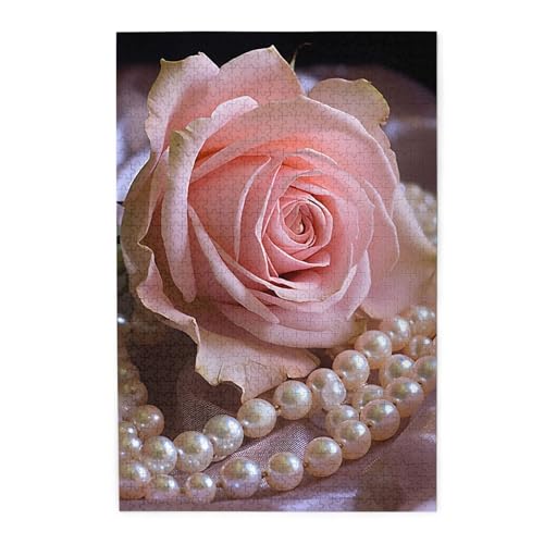 1000-teiliges Puzzle für Erwachsene, herausfordernde Puzzles für Spielabende, rosa Rose und Perlen, Holzpuzzle, personalisierbar, Holzbild, Puzzle für Familie, fertige Größe 50 x 74,9 cm 1000-teiliges Puzzle für Erwachsene, herausfordernde Puzzles für Spielabende, rosa Rose und Perlen, Holzpuzzle, personalisierbar, Holzbild, Puzzle für Familie, fertige Größe 50 x 74,9 cm von NBCCDVSH