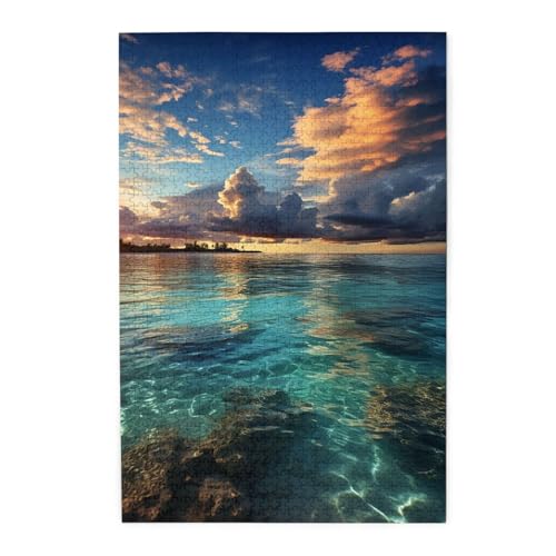 1000-teiliges Puzzle für Erwachsene, herausfordernde Puzzles für Spielabende, schöner Blick auf das Meer, Holzpuzzles, personalisierbar, Holzbild, Puzzle für Familie, fertige Größe 50 x 74,9 cm 1000-teiliges Puzzle für Erwachsene, herausfordernde Puzzles für Spielabende, schöner Blick auf das Meer, Holzpuzzles, personalisierbar, Holzbild, Puzzle für Familie, fertige Größe 50 x 74,9 cm von NBCCDVSH