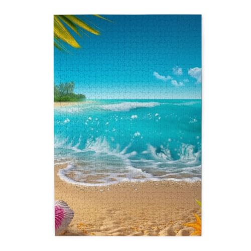 1000-teiliges Puzzle für Erwachsene, herausfordernde Puzzles für Spielabende, tropisches blaues Meer, Strand, Holzpuzzle, personalisierbar, Holzbild, Puzzle für Familie, fertige Größe 50 x 74,9 cm 1000-teiliges Puzzle für Erwachsene, herausfordernde Puzzles für Spielabende, tropisches blaues Meer, Strand, Holzpuzzle, personalisierbar, Holzbild, Puzzle für Familie, fertige Größe 50 x 74,9 cm von NBCCDVSH