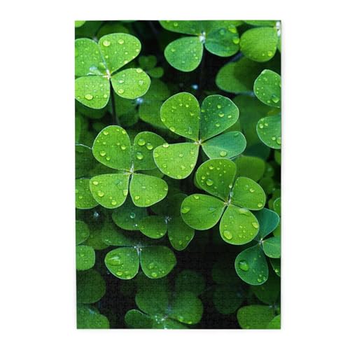 1000-teiliges Puzzle für Erwachsene, herausfordernde Puzzles für Spielabende, viele grüne Kleeblatt-Holzpuzzles, personalisierbar, Holzbild, Puzzle für Familie, fertige Größe 50 x 74,9 cm 1000-teiliges Puzzle für Erwachsene, herausfordernde Puzzles für Spielabende, viele grüne Kleeblatt-Holzpuzzles, personalisierbar, Holzbild, Puzzle für Familie, fertige Größe 50 x 74,9 cm von NBCCDVSH
