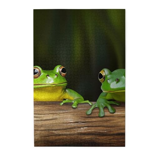 1000-teiliges Puzzle für Erwachsene, herausfordernde Puzzles für Spielabende, zwei grüne Frösche, Holzpuzzle, personalisierbar, Holzbild, Puzzle für Familie, fertige Größe 50 x 74,9 cm 1000-teiliges Puzzle für Erwachsene, herausfordernde Puzzles für Spielabende, zwei grüne Frösche, Holzpuzzle, personalisierbar, Holzbild, Puzzle für Familie, fertige Größe 50 x 74,9 cm von NBCCDVSH
