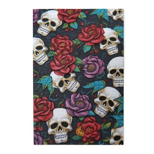 1000-teiliges Puzzle für Erwachsene, herausfordernde Puzzles für Spieleabende, Zuckerschädel-Blumen, personalisiertes Holzpuzzle für Familie, fertige Größe, 19,7 x 29,5 cm 1000-teiliges Puzzle für Erwachsene, herausfordernde Puzzles für Spieleabende, Zuckerschädel-Blumen, personalisiertes Holzpuzzle für Familie, fertige Größe, 19,7 x 29,5 cm von NBCCDVSH
