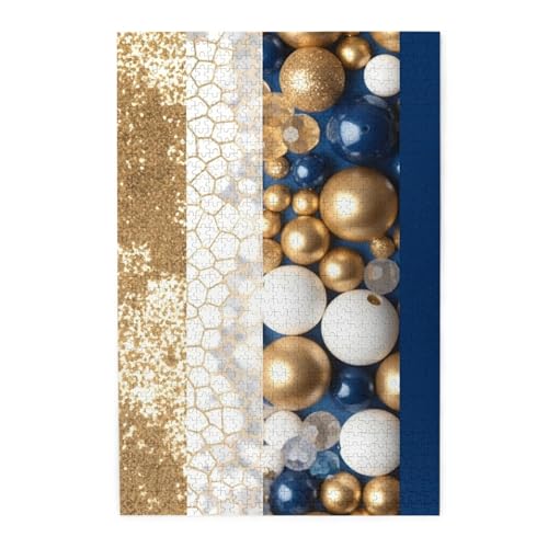 1000-teiliges Puzzle für Erwachsene, herausfordernde Puzzles für Spieleabende, goldfarben, blau, weiß, Holzpuzzle, personalisierbar, Holzbild, Puzzle für Familie, fertige Größe 50 x 74,9 cm 1000-teiliges Puzzle für Erwachsene, herausfordernde Puzzles für Spieleabende, goldfarben, blau, weiß, Holzpuzzle, personalisierbar, Holzbild, Puzzle für Familie, fertige Größe 50 x 74,9 cm von NBCCDVSH