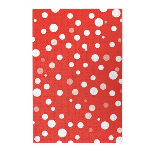 1000-teiliges Puzzle für Erwachsene, herausfordernde Puzzles für Spieleabende, rote und weiße Punkte, Holzpuzzle, personalisierbar, Holzbild, Puzzle für Familie, fertige Größe 50 x 74,9 cm 1000-teiliges Puzzle für Erwachsene, herausfordernde Puzzles für Spieleabende, rote und weiße Punkte, Holzpuzzle, personalisierbar, Holzbild, Puzzle für Familie, fertige Größe 50 x 74,9 cm von NBCCDVSH