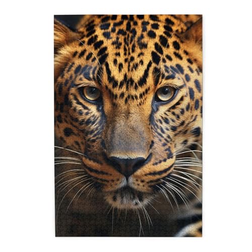 1000-teiliges Puzzle für Erwachsene, herausfordernde Puzzles für Spieleabende, schwarz-braunes Leoparden-Holzpuzzle, personalisiertes Holzbild, Puzzle für Familie, fertige Größe 50 x 74,9 cm 1000-teiliges Puzzle für Erwachsene, herausfordernde Puzzles für Spieleabende, schwarz-braunes Leoparden-Holzpuzzle, personalisiertes Holzbild, Puzzle für Familie, fertige Größe 50 x 74,9 cm von NBCCDVSH