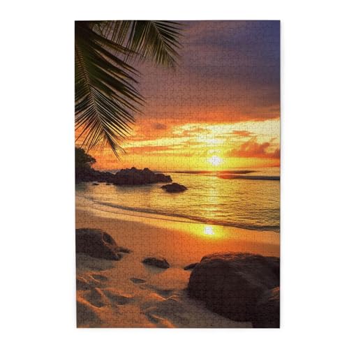 1000-teiliges Puzzle für Erwachsene, herausfordernde Puzzles für Spieleabende, tropischer Strand, Sonnenuntergang am Meer, personalisiertes Holzpuzzle für Familie, fertige Größe 1000-teiliges Puzzle für Erwachsene, herausfordernde Puzzles für Spieleabende, tropischer Strand, Sonnenuntergang am Meer, personalisiertes Holzpuzzle für Familie, fertige Größe von NBCCDVSH