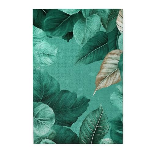 1000-teiliges Puzzle für Erwachsene, herausfordernde Puzzles für Spieleabende, türkisgrüne Blätter, Holzpuzzle, personalisierbar, Holzbild, Puzzle für Familie, fertige Größe 50 x 74,9 cm 1000-teiliges Puzzle für Erwachsene, herausfordernde Puzzles für Spieleabende, türkisgrüne Blätter, Holzpuzzle, personalisierbar, Holzbild, Puzzle für Familie, fertige Größe 50 x 74,9 cm von NBCCDVSH