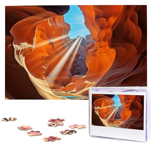 1000-teiliges Puzzle für Erwachsene, herausforderndes Puzzle für Spielabende, Antelope Canyon, Holzpuzzle, fertige Größe 74,9 x 50 cm von NBCCDVSH
