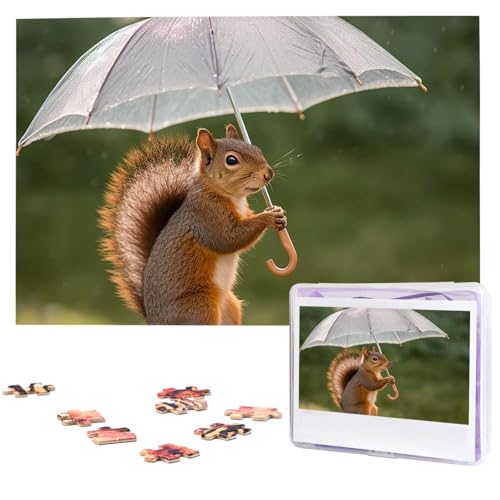 1000-teiliges Puzzle für Erwachsene, herausforderndes Puzzle für Spielabende, Eichhörnchen, hält einen Regenschirm, Holzpuzzle, fertige Größe 74,9 x 50 cm 1000-teiliges Puzzle für Erwachsene, herausforderndes Puzzle für Spielabende, Eichhörnchen, hält einen Regenschirm, Holzpuzzle, fertige Größe 74,9 x 50 cm von NBCCDVSH