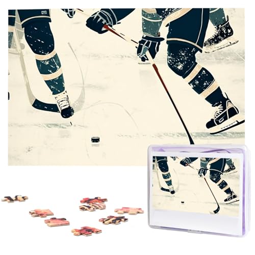 1000-teiliges Puzzle für Erwachsene, herausforderndes Puzzle für Spielabende, Eishockey-Muster, Holzpuzzle, fertige Größe 74,9 x 50 cm von NBCCDVSH