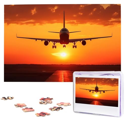 1000-teiliges Puzzle für Erwachsene, herausforderndes Puzzle für Spielabende, Flugzeug, Sonnenuntergang, Holzpuzzle, personalisierbar, individuelle Holzpuzzles für Familie, Bilderpuzzles, fertige von NBCCDVSH