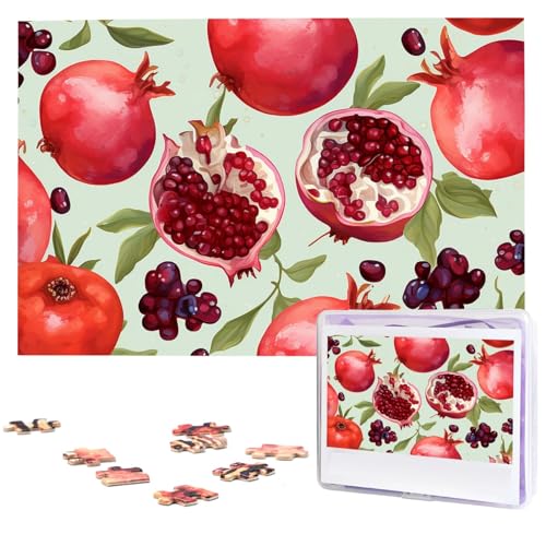 1000-teiliges Puzzle für Erwachsene, herausforderndes Puzzle für Spielabende, Granatapfel-Muster, Holzpuzzle, fertige Größe 74,9 x 50 cm von NBCCDVSH