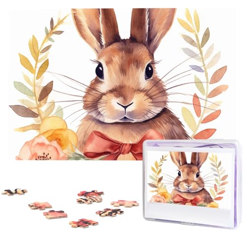1000-teiliges Puzzle für Erwachsene, herausforderndes Puzzle für Spielabende, Hasen-Rosette, Holzpuzzle, fertige Größe 74,9 x 50 cm von NBCCDVSH