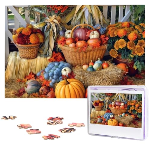 1000-teiliges Puzzle für Erwachsene, herausforderndes Puzzle für Spielabende, Herbsternte, Erntedankfest, Holzpuzzle, personalisierbar, individuelle Holzpuzzles für Familie, Bilderpuzzles, fertige von NBCCDVSH