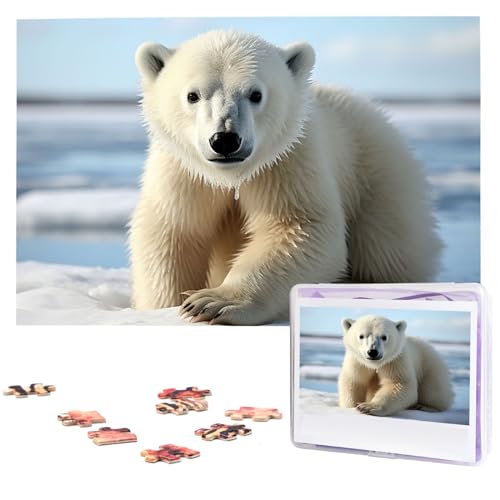 1000-teiliges Puzzle für Erwachsene, herausforderndes Puzzle für Spielabende, Jungs, Eisbär, Holzpuzzle, fertige Größe 74,9 x 50 cm von NBCCDVSH