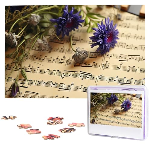 1000-teiliges Puzzle für Erwachsene, herausforderndes Puzzle für Spielabende, Musiknotenblatt, Holzpuzzle, fertige Größe 74,9 x 50 cm von NBCCDVSH