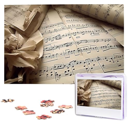 1000-teiliges Puzzle für Erwachsene, herausforderndes Puzzle für Spielabende, Notenblätter, Holzpuzzle, fertige Größe 74,9 x 50 cm von NBCCDVSH