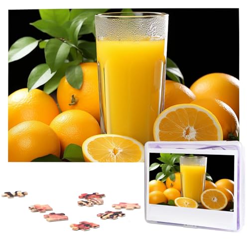 1000-teiliges Puzzle für Erwachsene, herausforderndes Puzzle für Spielabende, Orangen, Orangensaft, Holzpuzzle, fertige Größe 74,9 x 50 cm von NBCCDVSH