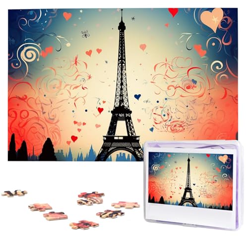 1000-teiliges Puzzle für Erwachsene, herausforderndes Puzzle für Spielabende, Paris-Muster, Holzpuzzle, fertige Größe 74,9 x 50 cm von NBCCDVSH