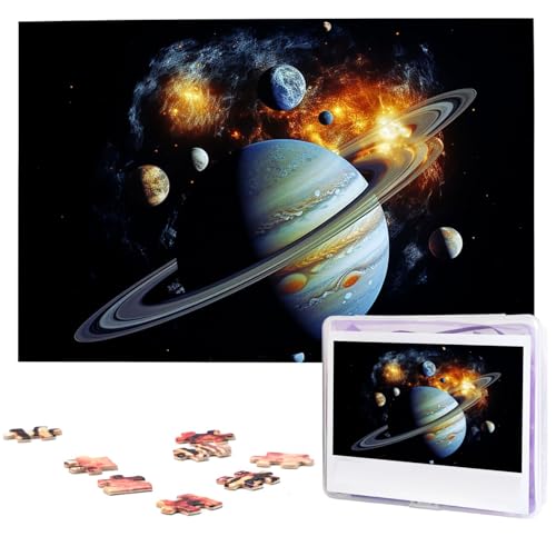1000-teiliges Puzzle für Erwachsene, herausforderndes Puzzle für Spielabende, Planet, Jupiter, Holzpuzzle, fertige Größe 74,9 x 50 cm von NBCCDVSH