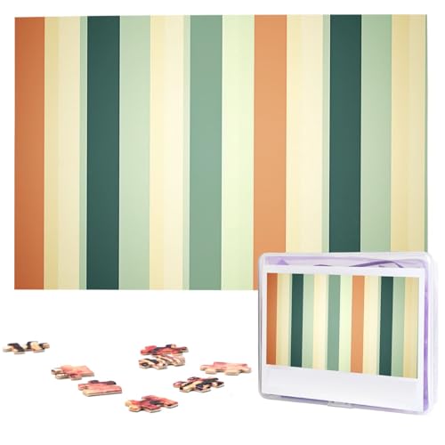 1000-teiliges Puzzle für Erwachsene, herausforderndes Puzzle für Spielabende, Retro, gestreift, Holzpuzzle, fertige Größe 74,9 x 50 cm von NBCCDVSH