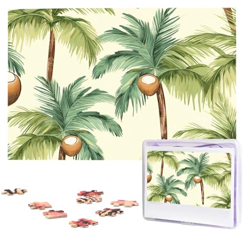 1000-teiliges Puzzle für Erwachsene, herausforderndes Puzzle für Spielabende, Sommer, Kokosnussbaum, Holzpuzzle, fertige Größe 74,9 x 50 cm von NBCCDVSH