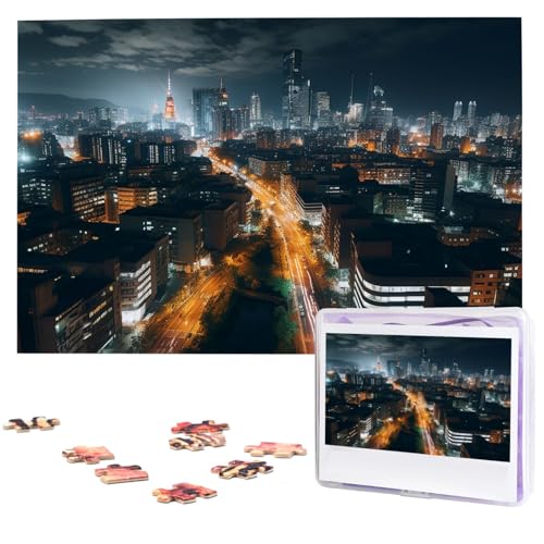 1000-teiliges Puzzle für Erwachsene, herausforderndes Puzzle für Spielabende, Stadt, Nachtansicht, Holzpuzzle, fertige Größe 74,9 x 50 cm von NBCCDVSH