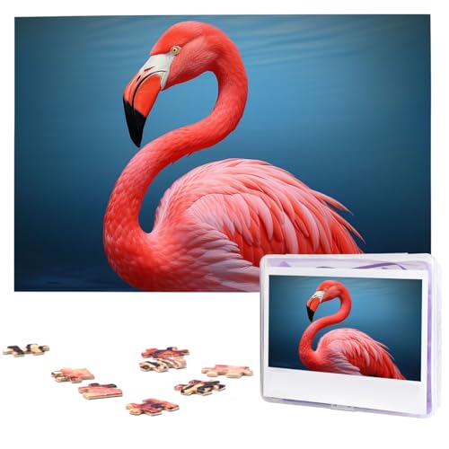 1000-teiliges Puzzle für Erwachsene, herausforderndes Puzzle für Spielabende, Tier-Flamingo, Holzpuzzle, fertige Größe 74,9 x 50 cm von NBCCDVSH