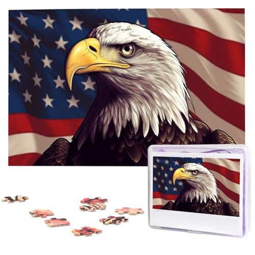 1000-teiliges Puzzle für Erwachsene, herausforderndes Puzzle für Spielabende, USA-Flagge und Adler, Holzpuzzle, fertige Größe 74,9 x 50 cm 1000-teiliges Puzzle für Erwachsene, herausforderndes Puzzle für Spielabende, USA-Flagge und Adler, Holzpuzzle, fertige Größe 74,9 x 50 cm von NBCCDVSH