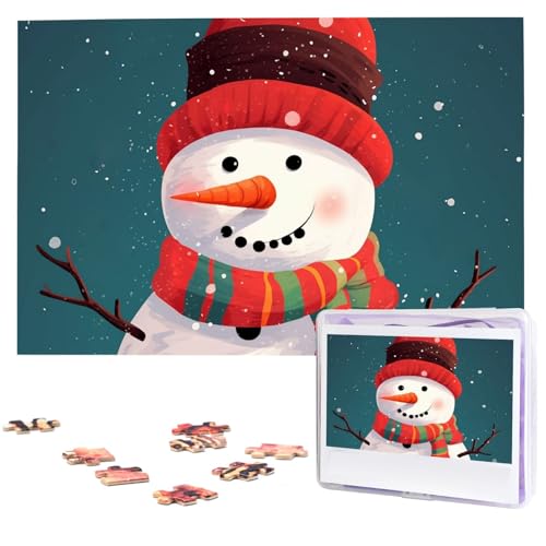 1000-teiliges Puzzle für Erwachsene, herausforderndes Puzzle für Spielabende, Weihnachten, Schneemann, Holzpuzzle, fertige Größe 74,9 x 50 cm von NBCCDVSH