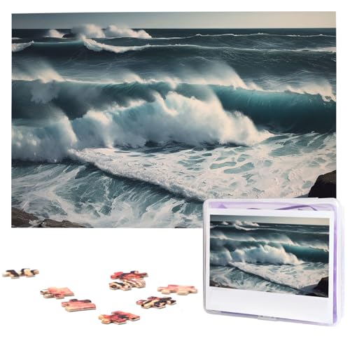 1000-teiliges Puzzle für Erwachsene, herausforderndes Puzzle für Spielabende, Wildmeere, Holzpuzzle, fertige Größe 74,9 x 50 cm von NBCCDVSH