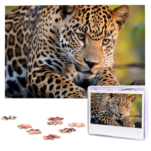 1000-teiliges Puzzle für Erwachsene, herausforderndes Puzzle für Spielabende, afrikanischer Leopard, Holzpuzzle, fertige Größe 74,9 x 50 cm von NBCCDVSH