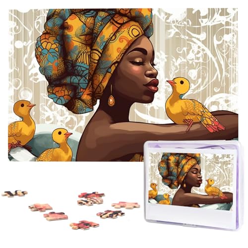 1000-teiliges Puzzle für Erwachsene, herausforderndes Puzzle für Spielabende, afrikanisches Mädchen, Holzpuzzle, fertige Größe 74,9 x 50 cm von NBCCDVSH