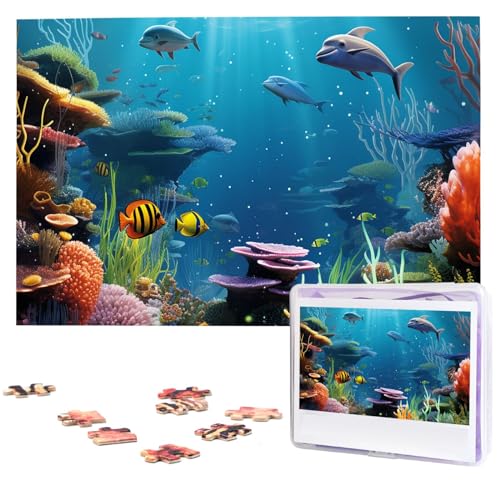 1000-teiliges Puzzle für Erwachsene, herausforderndes Puzzle für Spielabende, farbige Unterwasserwelt, Holzpuzzle, fertige Größe 74,9 x 50 cm von NBCCDVSH