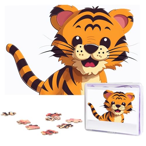 1000-teiliges Puzzle für Erwachsene, herausforderndes Puzzle für Spielabende, gepunkteter Tiger, Holzpuzzle, fertige Größe 74,9 x 50 cm von NBCCDVSH