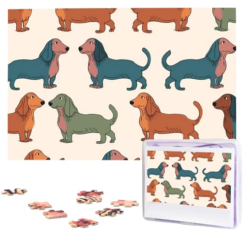 1000-teiliges Puzzle für Erwachsene, herausforderndes Puzzle für Spielabende, niedliche Dackel-Hunde, Holzpuzzle, fertige Größe 74,9 x 50 cm 1000-teiliges Puzzle für Erwachsene, herausforderndes Puzzle für Spielabende, niedliche Dackel-Hunde, Holzpuzzle, fertige Größe 74,9 x 50 cm von NBCCDVSH