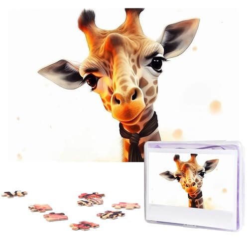 1000-teiliges Puzzle für Erwachsene, herausforderndes Puzzle für Spielabende, niedliche Giraffe, Holzpuzzle, fertige Größe 74,9 x 50 cm von NBCCDVSH