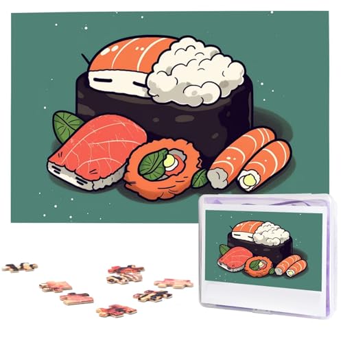 1000-teiliges Puzzle für Erwachsene, herausforderndes Puzzle für Spielabende, schlafendes Sushi-Holzpuzzle, fertige Größe 74,9 x 50 cm von NBCCDVSH