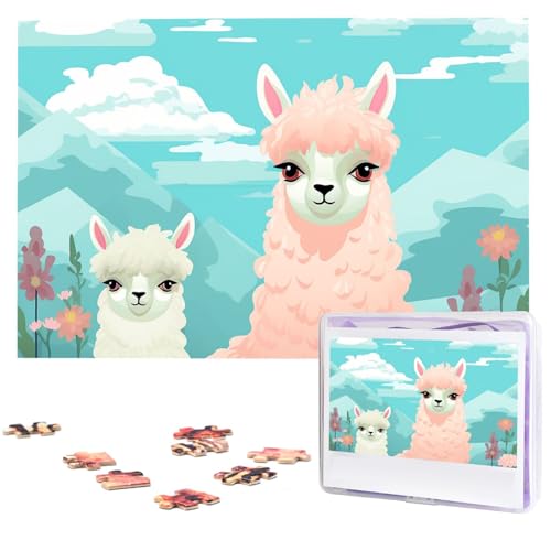 1000-teiliges Puzzle für Erwachsene, herausforderndes Puzzle für Spielabende, schönes Alpaka-Holzpuzzle, fertige Größe 74,9 x 50 cm von NBCCDVSH