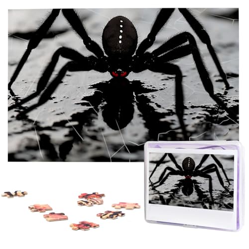 1000-teiliges Puzzle für Erwachsene, herausforderndes Puzzle für Spielabende, schwarze Spinne, Holzpuzzle, fertige Größe 74,9 x 50 cm von NBCCDVSH