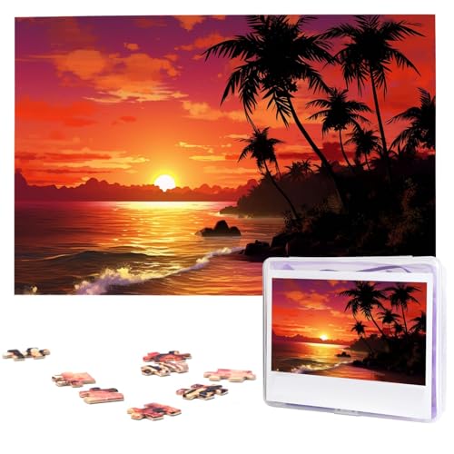 1000-teiliges Puzzle für Erwachsene, herausforderndes Puzzle für Spielabende, tropischer Sonnenuntergang am Meer, Holzpuzzle, personalisierbar, individuelle Holzpuzzles für Familie, Bilderpuzzles 1000-teiliges Puzzle für Erwachsene, herausforderndes Puzzle für Spielabende, tropischer Sonnenuntergang am Meer, Holzpuzzle, personalisierbar, individuelle Holzpuzzles für Familie, Bilderpuzzles von NBCCDVSH