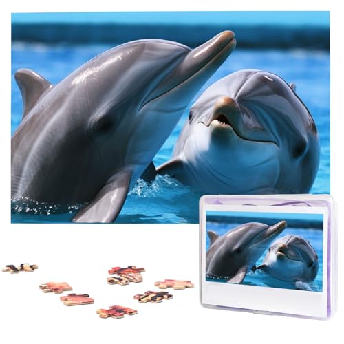 1000-teiliges Puzzle für Erwachsene, herausforderndes Puzzle für Spielabende, zwei Delfine im Wasser, Holzpuzzle, fertige Größe 74,9 x 50 cm 1000-teiliges Puzzle für Erwachsene, herausforderndes Puzzle für Spielabende, zwei Delfine im Wasser, Holzpuzzle, fertige Größe 74,9 x 50 cm von NBCCDVSH