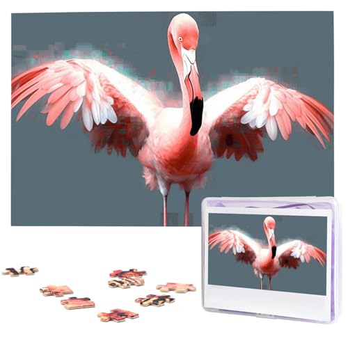 1000-teiliges Puzzle für Erwachsene, herausforderndes Puzzle für Spieleabende, Flamingo, Holzpuzzle, fertige Größe 74,9 x 50 cm von NBCCDVSH