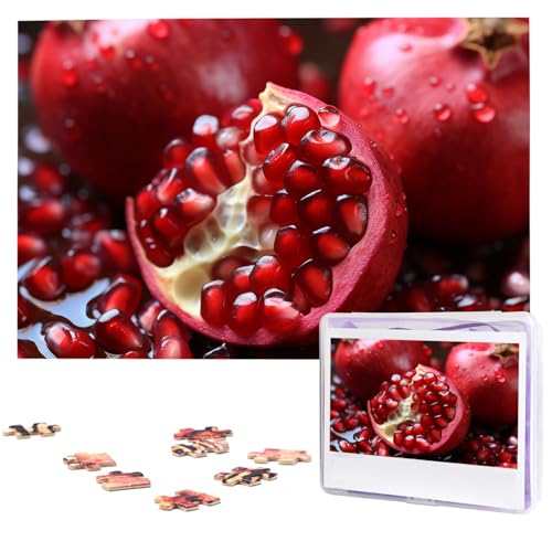 1000-teiliges Puzzle für Erwachsene, herausforderndes Puzzle für Spieleabende, Granatapfel-Frucht-Holzpuzzle, fertige Größe 74,9 x 50 cm von NBCCDVSH