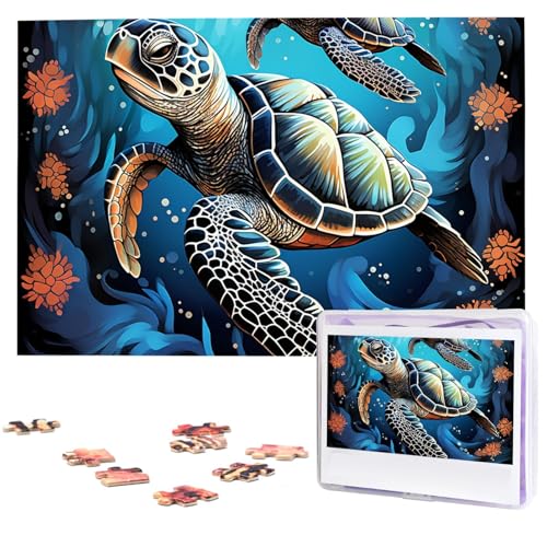 1000-teiliges Puzzle für Erwachsene, herausforderndes Puzzle für Spieleabende, Meeresschildkröte, Boho-Stil, Holzpuzzle, personalisierbar, individuelle Holzpuzzles für Familie, Bildpuzzles, fertige 1000-teiliges Puzzle für Erwachsene, herausforderndes Puzzle für Spieleabende, Meeresschildkröte, Boho-Stil, Holzpuzzle, personalisierbar, individuelle Holzpuzzles für Familie, Bildpuzzles, fertige von NBCCDVSH