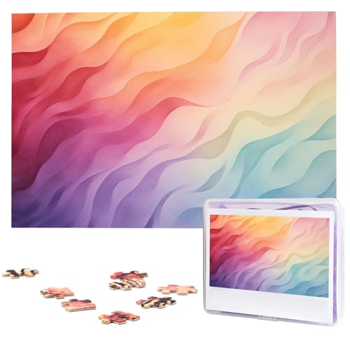 1000-teiliges Puzzle für Erwachsene, herausforderndes Puzzle für Spieleabende, Regenbogen-Holzpuzzle, fertige Größe 74,9 x 50 cm von NBCCDVSH